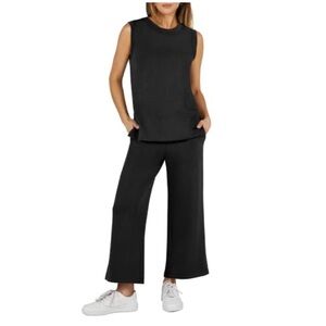 New Black Sleeveless Pantsuit, Small By Anrabess